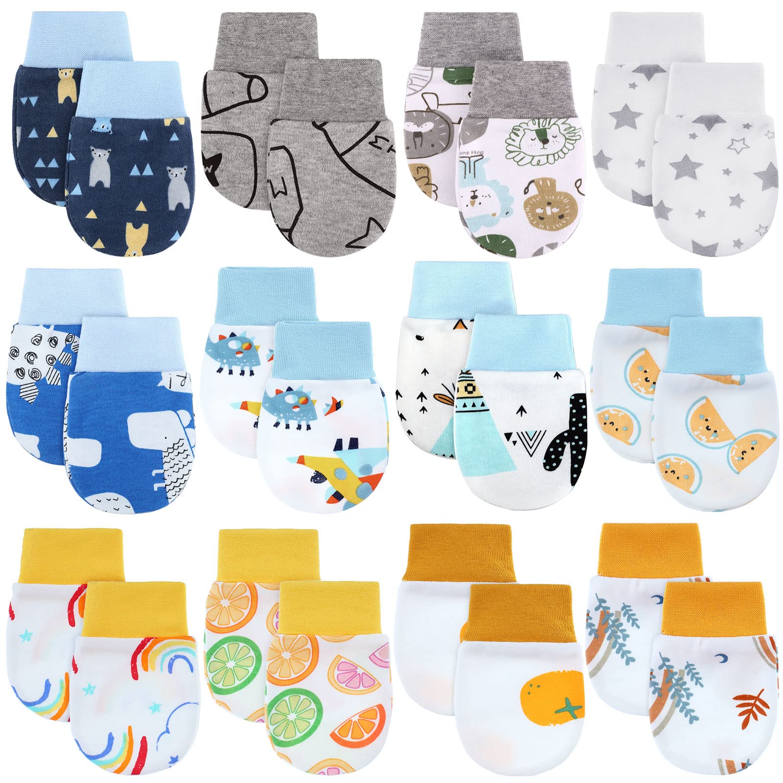 Photo 1 of 12 Pairs Newborn Baby Mittens Infant Toddler Gloves No Scratch Mittens Gloves for 0-6 Months Baby Boys Girls (Multicolor, Cartoon)
