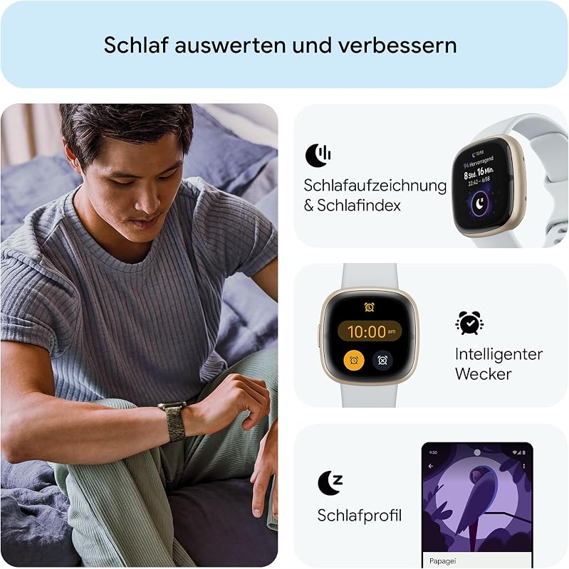 Google Fitbit Sense 2 – Smartwatch Damen / Herren – Fitnessuhr mit integriertem GPS und Telefonfunktion – Fitness-Tracking mit Stressmanagement, EKG und Schlafanalyse – kompatibel mit Android/iOS