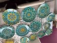 Excelsa andala éditerranée Service Assiettes 18 Pièces, Porcelaine et