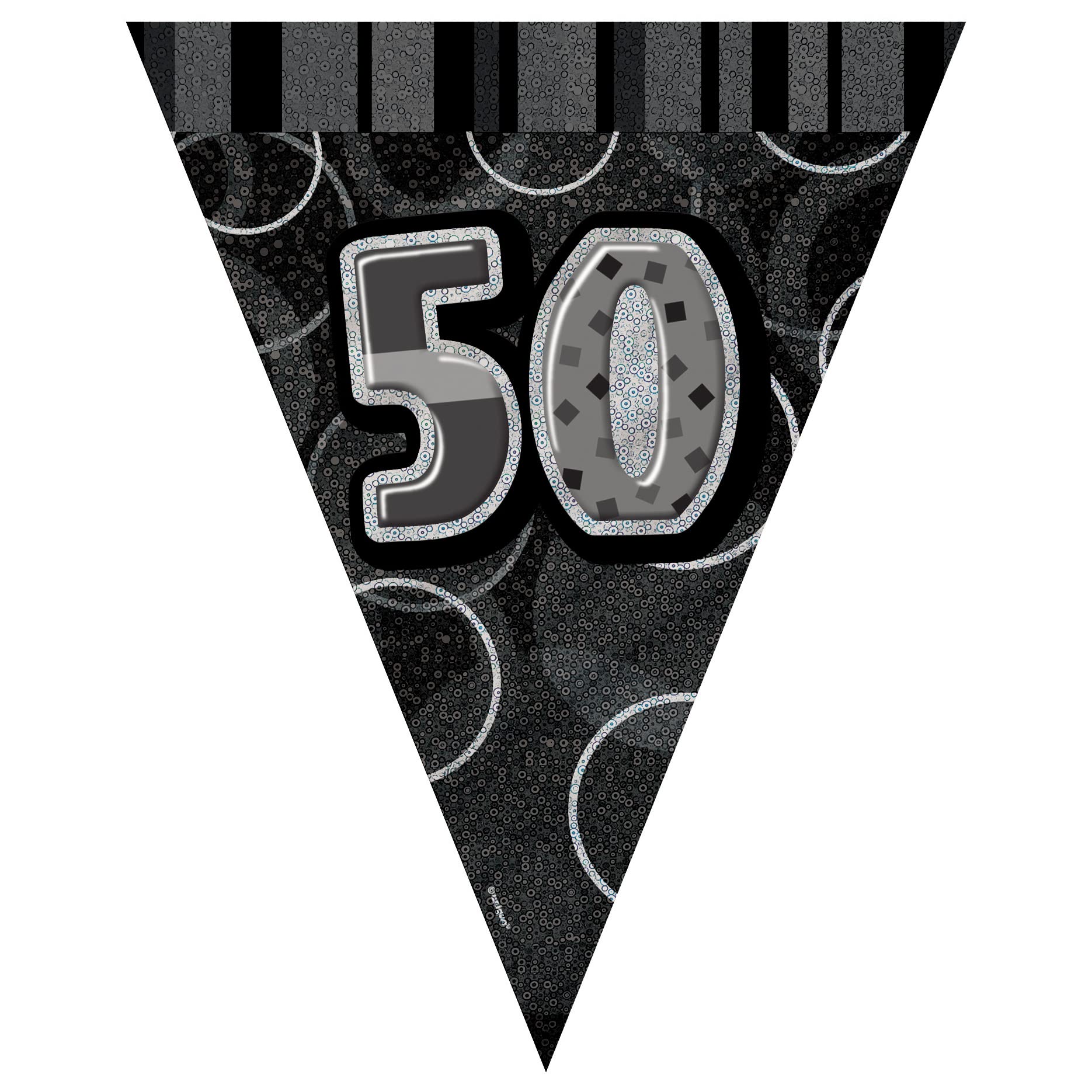 Unique Party 90805 - 9ft Foil Glitz Black 50th Birthday Bunting Flags