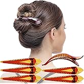 RC ROCHE 6 Pcs Duck Bill Alligator Hair Clips for Women Sectioning Flat Claw Long Thick Hair Inner Teeth Curved Styling Jaw Strong Secure Grip Salon, Medium Brown