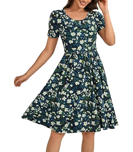 QINYI Women's Nursing Dresses Breastfeeding Summer Comfortable Cotton Short Sleeve Breastfeeding Dress with Pockets (US, Alpha, Large, Regular, Regular, Black) at Amazon Women's Clothing store