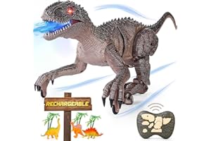 MAYSIDA Remote Control Dinosaur Toys for Kids, Realistic Velociraptor RC Dino Imitates Walking&Shaking Head, 2.4Ghz Robot Dino Simulation with Light and Roaring Sounds, Birthday Gift for Boy Girl 4 5 6 7 8