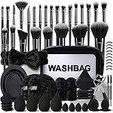 HGHDBT 56Pcs Black Makeup Brushes Set Professional with Case Premium Synthetic for Foundation Concealer Blush Eyeshadow Powder Contour Makeup Brush Kit Face Eye Make up Brushes & Tools