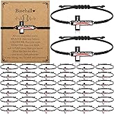 Aurelema Volleyball Soccer Football Softball Baseball Basketball Bracelets Gifts Adjustable Cross Charm Bracelets Party Favor Team Gifts with Inspirational Card for Player Group