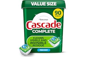Cascade Dishwasher Detergent Pods, Complete Actionpacs Dishwasher Pods, Fresh Scent, 90 Count