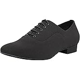 Linodes Breathable Oxford Men's Latin Dance Shoes 1 Inch Leather Sole Ballroom Salsa Tango Waltz Character Shoe