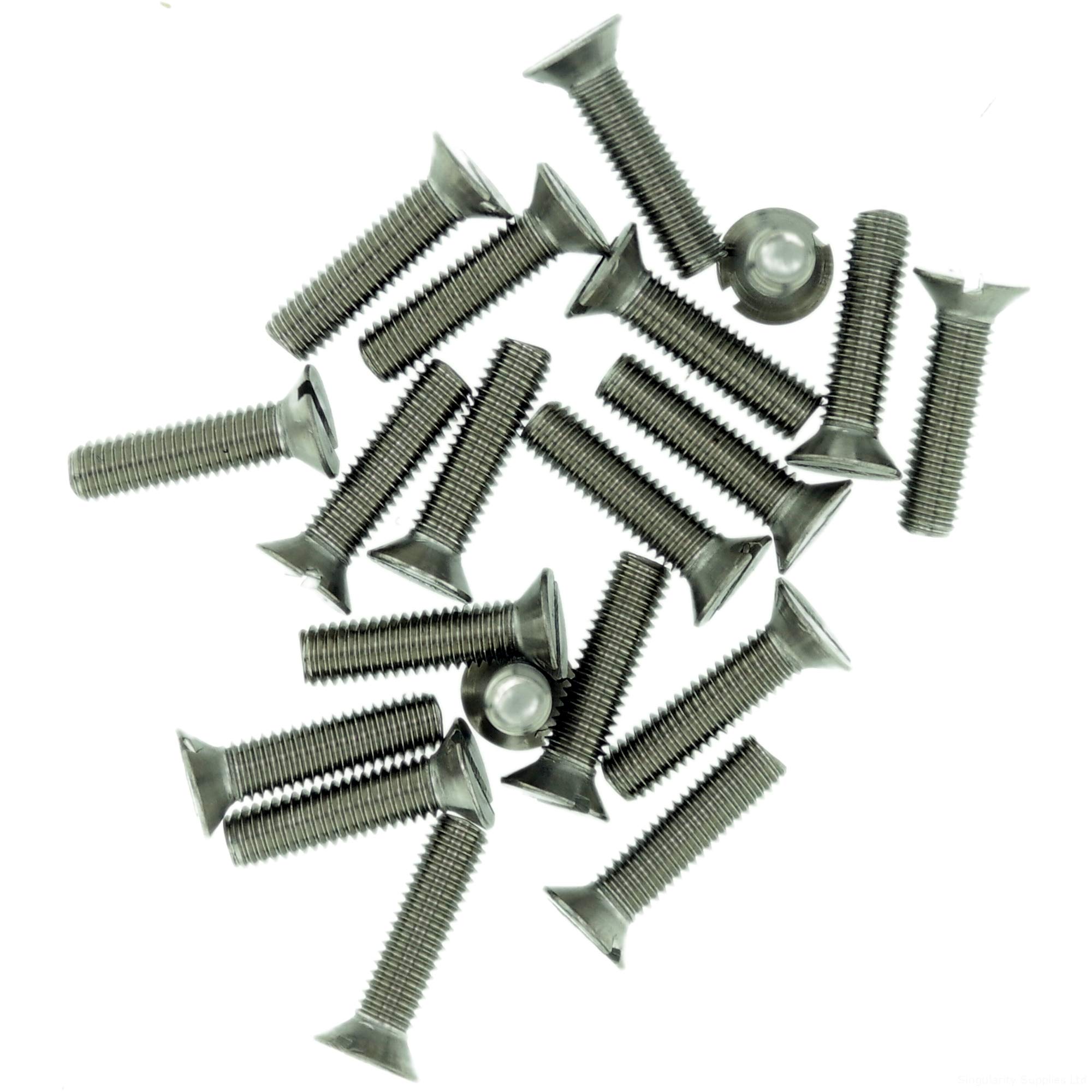 M6 (6mm x 14mm) Slot Countersunk Machine Screw (Bolt) - Stainless Steel (A2) (Pack of 20)