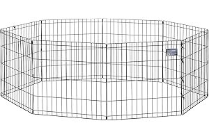MidWest Homes for Pets Folding Metal Puppy/Dog Exercise Pen, Indoor/Outdoor Playpen with No Door, Provides 16 Sq Feet of Play Space, 24-Inches Tall, Black E-Coated
