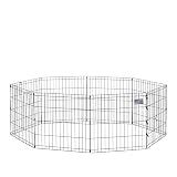 MidWest Homes for Pets Folding Metal Puppy / Dog Exercise Pen, Indoor/Outdoor Playpen with No Door, Provides 16 Sq Feet of Play Space, 24-Inches Tall, Black E-Coated