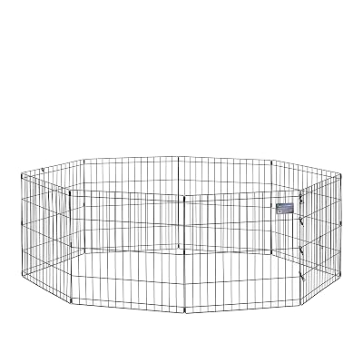 MidWest Homes for Pets Folding Metal Puppy / Dog Exercise Pen, Indoor/Outdoor Playpen with No Door, Provides 16 Sq Feet of Play Space, 24-Inches Tall, Black E-Coated