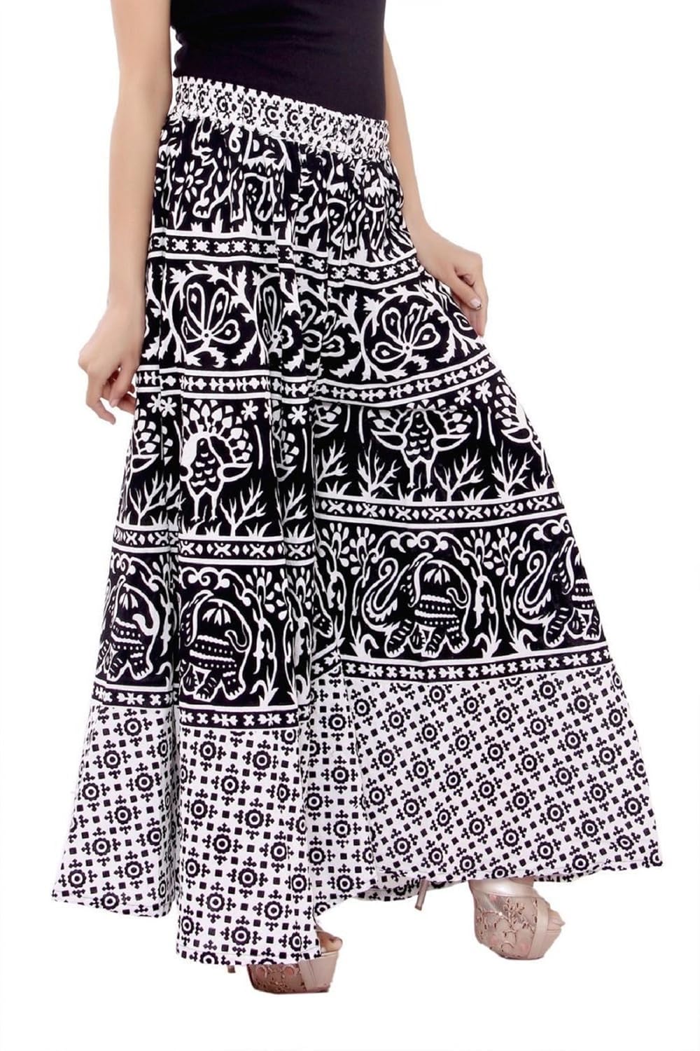amber women's cotton printed palazzo black and white