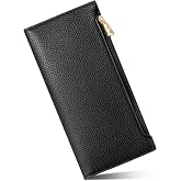 Tipmile Slim Wallet for Women, RFID Blocking Credit Card Holder | Thin Compact Bifold Wallet with Zipper, Ladies Gift