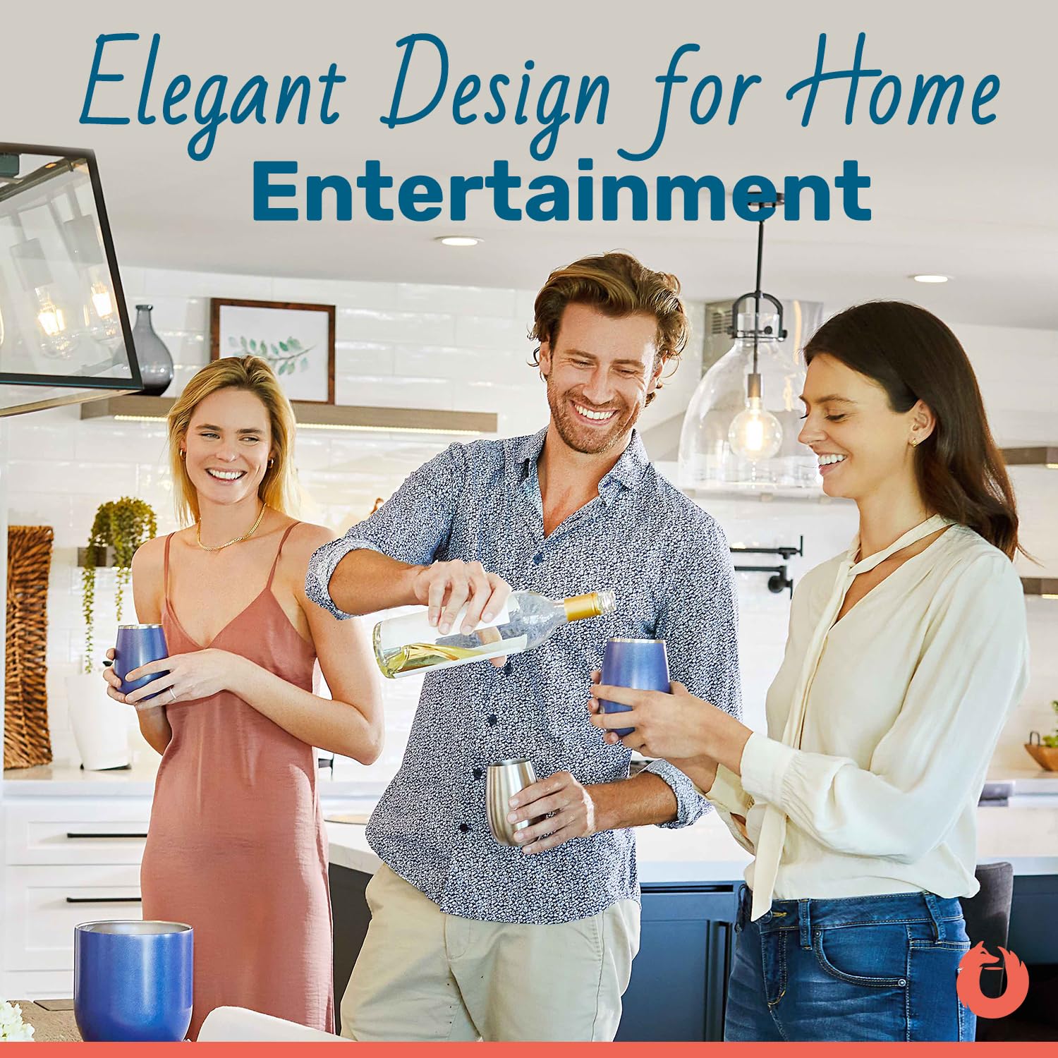 Snowfox Premium Vacuum Insulated Stainless Steel Classic White Wine Glass, Set of 2, Chilled Wine Stays Icy Cold, Lightweight Stemless Cocktail Glasses, Elegant Home Entertaining Barware, 8oz, Marble