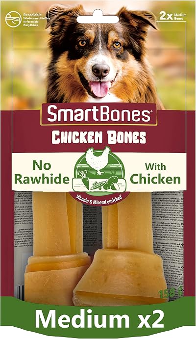 SmartBones 2 Medium Chicken Bones Rawhide Free Chew Dog Treats