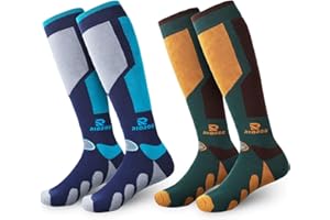 RIOROO Ski Socks, 2/3 Pairs for Skiing, Snowboarding, Outdoor Sports - Thermal Knee-High Warm Socks for Men, Women, Youth