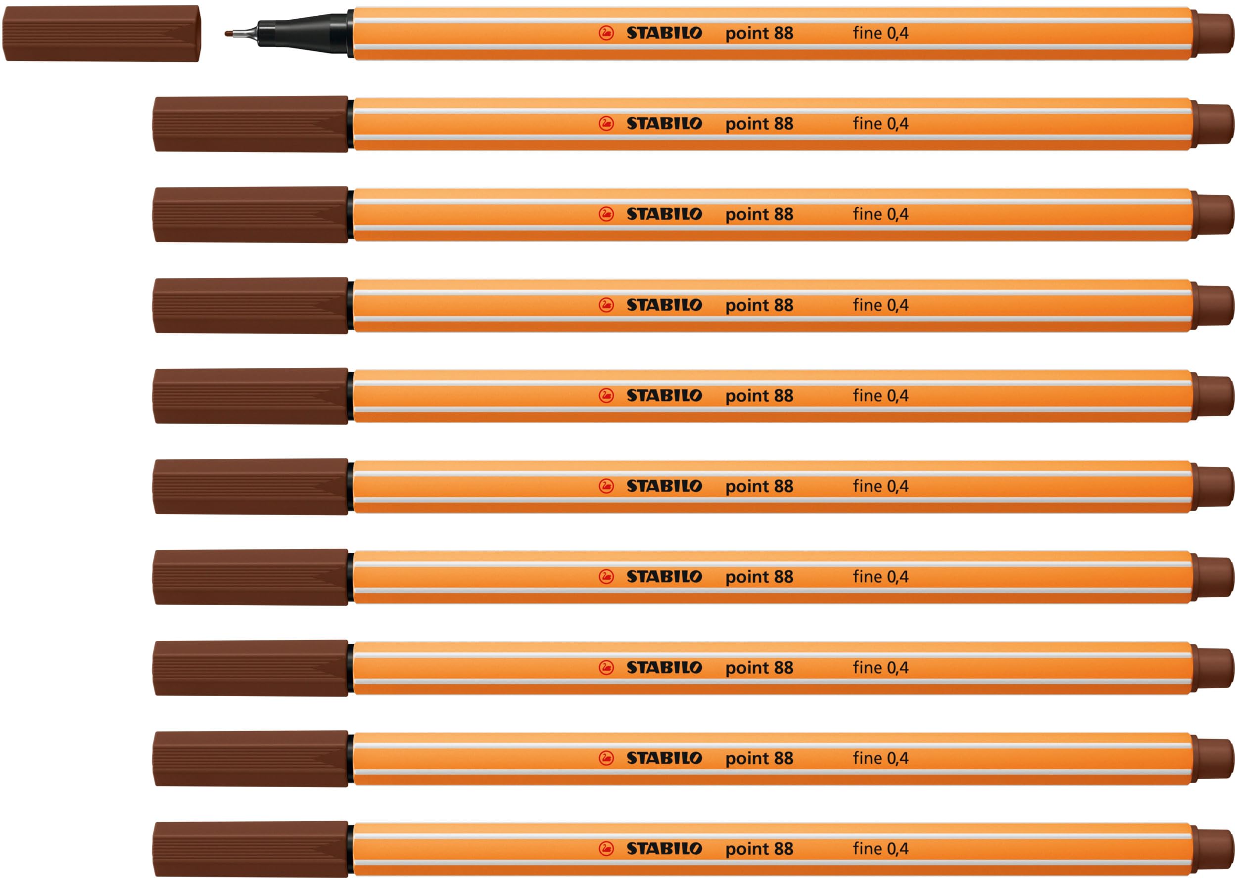 STABILO point 88 - Fineliner - Pack of 10 - Brown