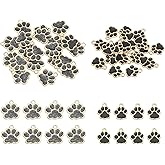 MECCANIXITY Dog Paw Print Charms, Alloy Enamel Footprint Pendants Sparkle Paw Bead Footprint Animal Charms for Necklace Bracelet
