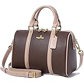 Angel Kiss Women Satchel Purses and Handbags Vegan Leather Boston Barrel Bag Top Handle Shoulder Purse with Crossbody Strap | Vegan Leather, Top Handle, Crossbody Strap