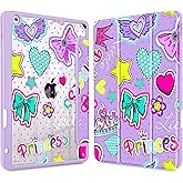 Lepeoac for iPad 9th Generation with Pencil Holder, iPad 8th/7th Gen Case 10.2-inch, [Built in Pencil Holder] Trifold Stand Auto Wake/Sleep Clear TPU Protection Back Cover, Girlis Pink Pattern