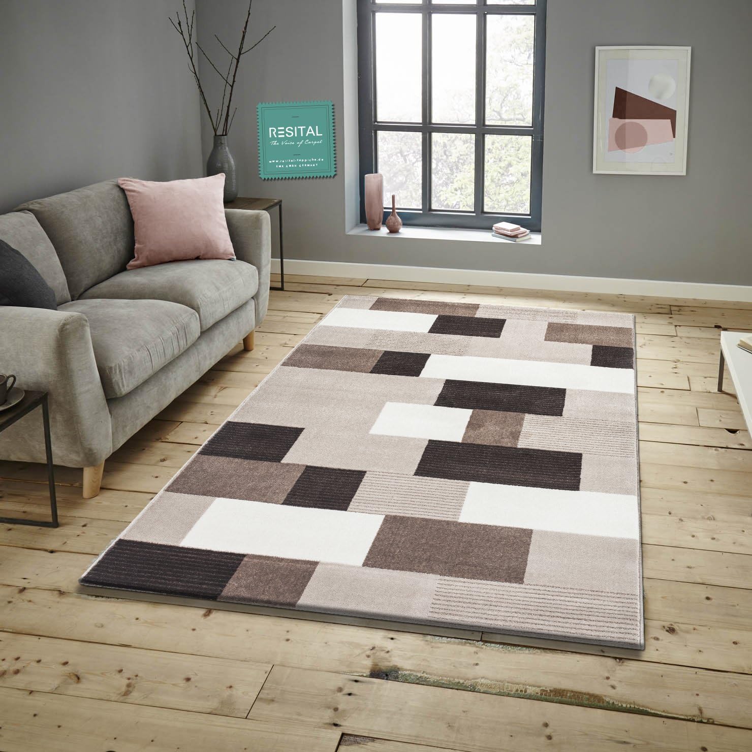 Keymura Living Room Rug Modern Design Carpet Pile Height 11 mm, beige, 120 x 170 cm