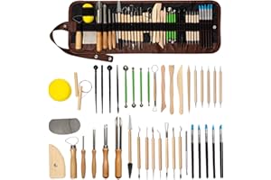 LEYCLUB 42 PCS Clay Tool, Clay Sculpting Tools Kit, Pottery Tools Can be Used for Stippling, Carving, Molding, and Shaping Clay Crafts, for Beginners, Hobbyists, Artists