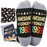 HAPPYPOP Birthday Gift Ideas - 1975 1984 Birthday Sock for Man Woman, Bday Gifts with Card
