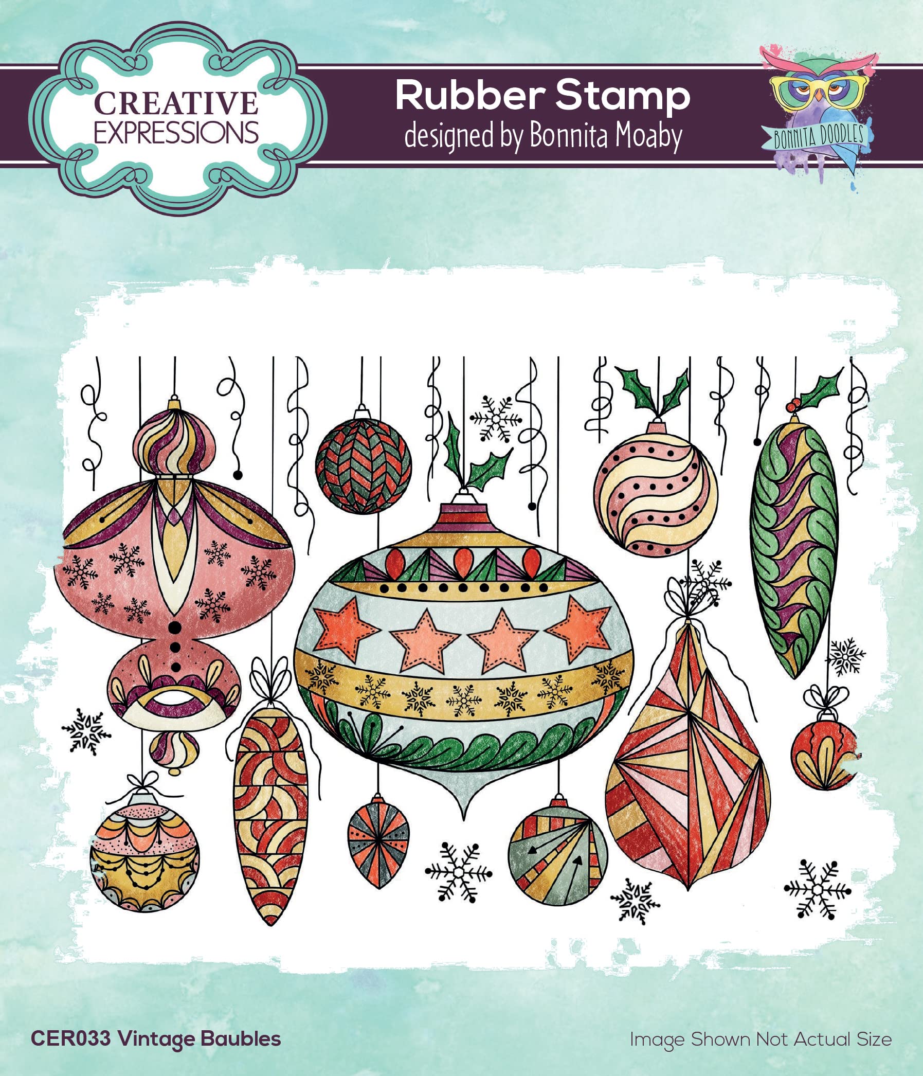 Creative Expressions Bonnita Moaby-Vintage Baubles-Cling Stamp, Grey Rubber, 15 x 10.5 cm approx