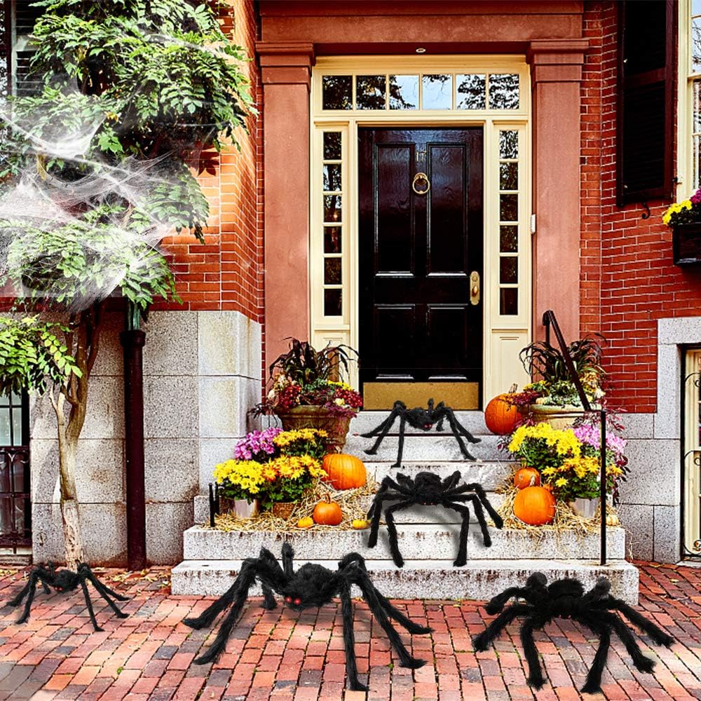 Yostyle Halloween Spider Decorations, 8Pcs Realistic Hairy Spiders Set, Scary Spider Props for Indoor, Outdoor and Yard Creepy Decor (6 Different Sizes): Home & Kitchen