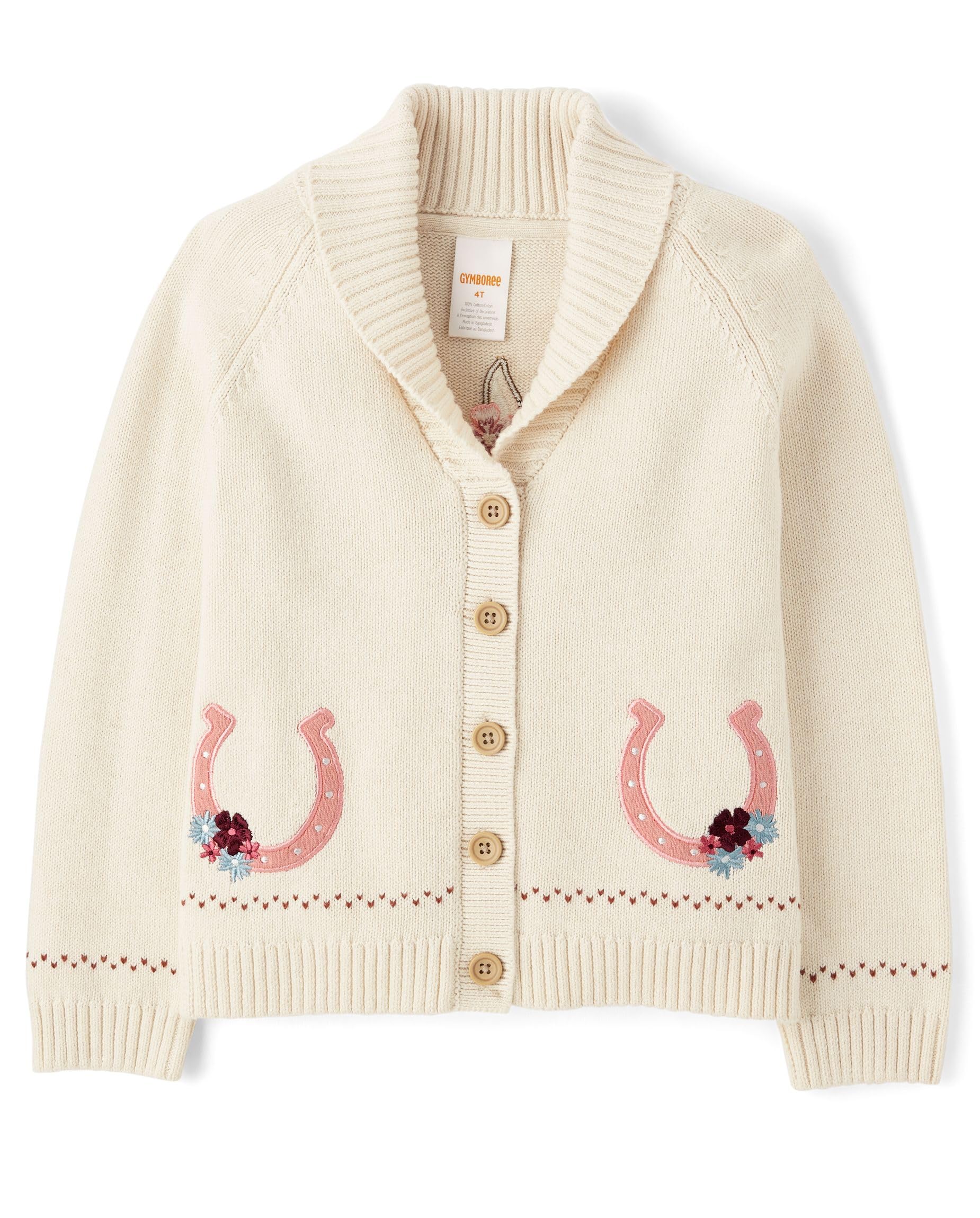 Photo 1 of ***DIRTY*** Gymboree,Girls,and Toddler Long Sleeve Cardigan Button Up Sweater,Vanilla Horse,7