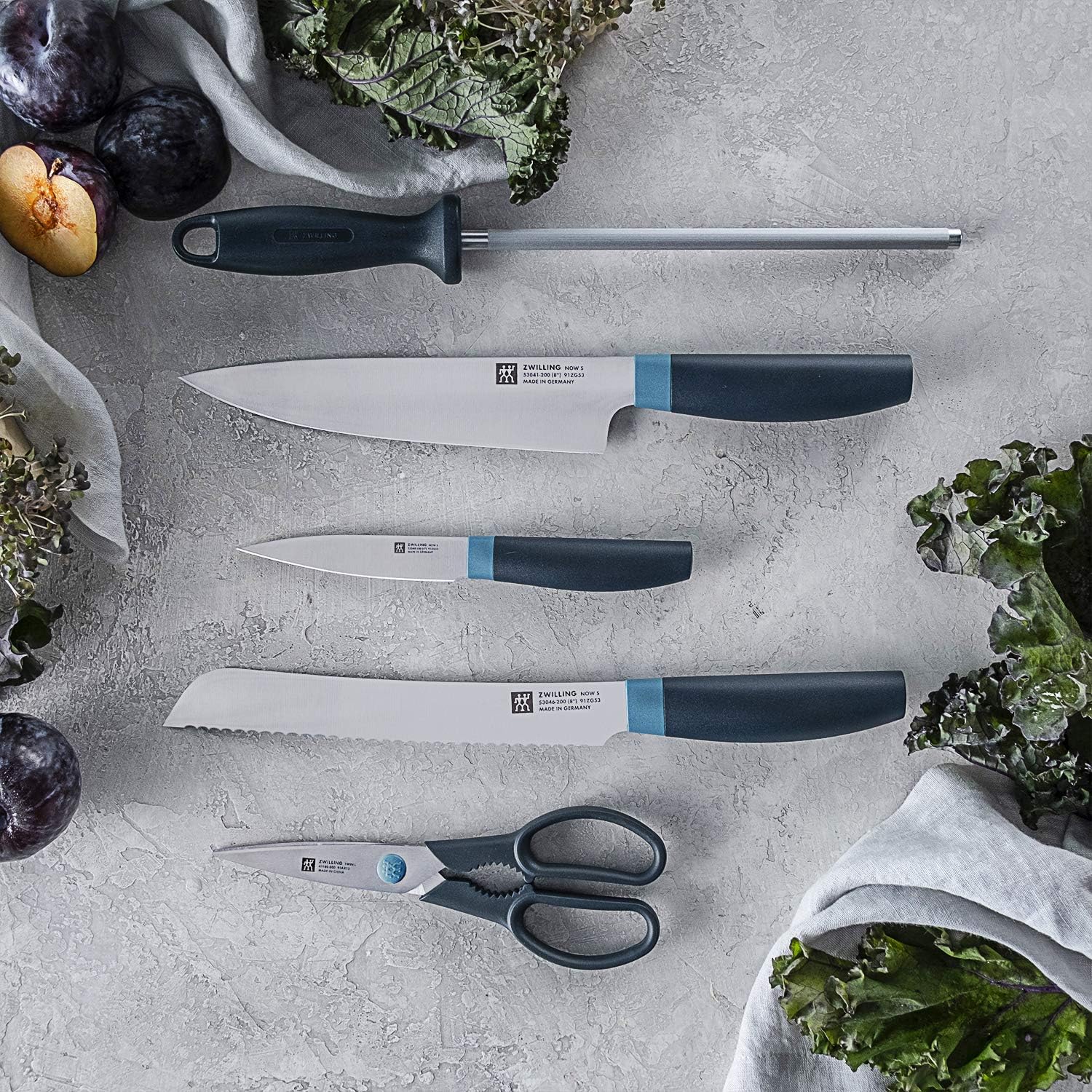 Amazon Com Zwilling Now S Knife Block Set 6 Pc Blueberry Blue Kitchen Dining