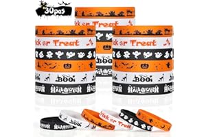 GENUVI Halloween Rubber Bracelets 30 PCS Bulk Halloween Party Favors Supplies Silicone Wristbands for Gifts Toys Goodie Bag Fillers Stuff Classroom Prizes for Kids Teens Girls Boys