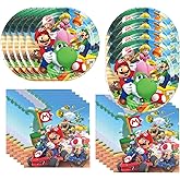 40pcs Mario Party Supplies include 20 plates, 20 napkins for the Mario birthday party decoration