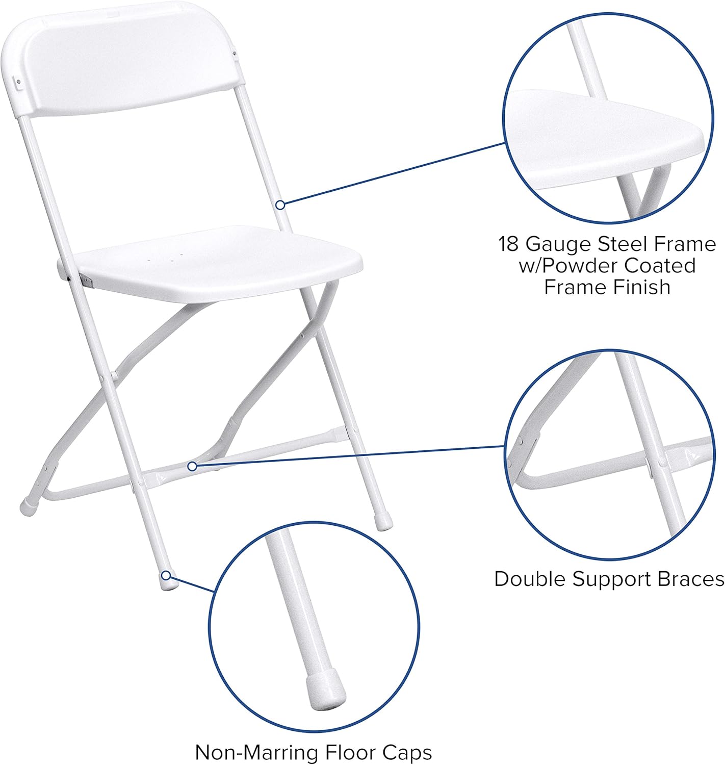 Flash Furniture HERCULES Series 650 lbs capacity Premium Plastic Folding Chair - White (10 Pack): Furniture & Decor