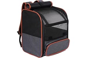 Pesen Cat Backpack Carrier, Breathable & Foldable Pet Carriers for Cats, Small Dogs and Rabbits Under 15 lbs, Airline Approved Dog & Cat Carrier Backpack for Hiking, Travel, Camping, Dark Gray