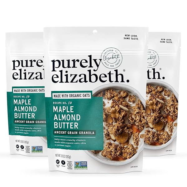 PURELY ELIZABETH, MAPLE ALMOND BUTTER, ANCIENT GRAIN GRANOLA,...