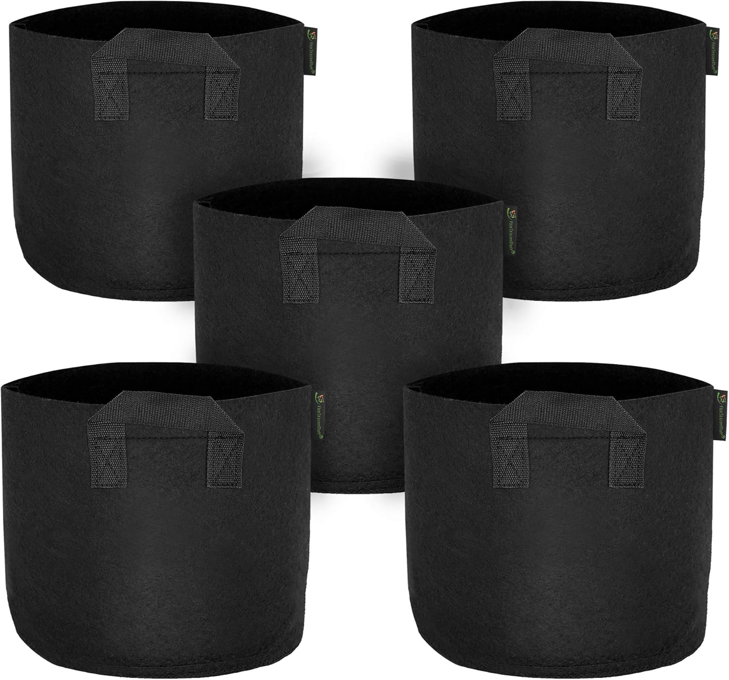 FiveSeasonStuff 7 Gallon Grow Bags Upgraded Heavy Duty Handles, 5 Pack Reusable Breathable Planters, Black, 7 Gallons, 5 Pcs