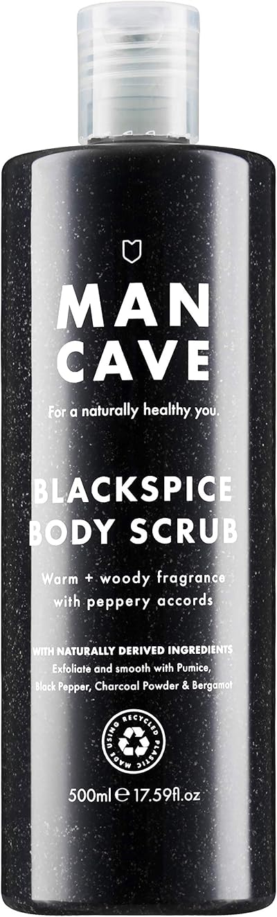 ManCave Black Spice Body Scrub 500ml Exfoliating Body Wash for Men