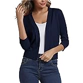 Urban CoCo Women's 3/4 Sleeve Cropped Cardigan Sweater Elegant Shrugs for Women