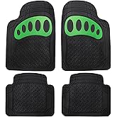 FH Group Automotive Floor Mats - Heavy-Duty Footprint Design Rubber Floor Mats for Cars, Universal Fit Full Set, ClimaProof Floor Mats, Trimmable Floor Mats For Most Sedan, SUV, Truck Floor Mats Green