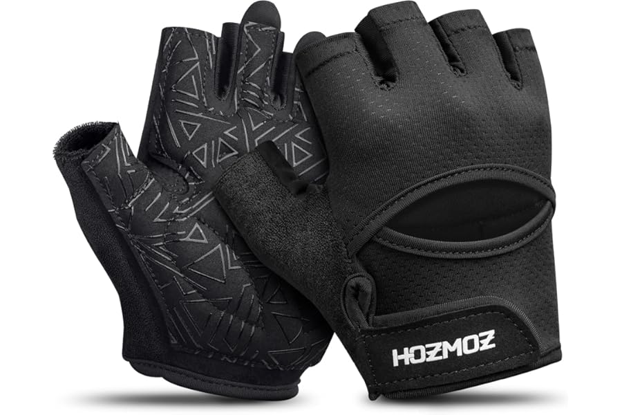 HOZMOZ Ventilated Weight Lifting Gloves, Thick Padded Workout Gym Gloves with Full Palm Protection & Grip & Shock Absorption for Women & Men's Fitness Exercise Training