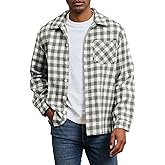 ZAFUL Men's Flannel Shirts Casual Plaid Button Down Shirt Jacket Long Sleeve Shacket with Pockets