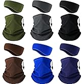 SATINIOR 12 Pcs Winter Neck Gaiters Fleece Neck Warmer Drawstring Thermal Face Scarf Ear Warmers Headband Head Wrap Ear Muff