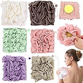 6 PCS Soap Bar Loofah, 2 in 1 Loofah Cloth Soap Bar Holder, Remove Cuticle for Smooth Skin, Exfoliating Bath Sponge with Drawstring for Bath Shower