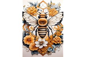 KINPLUB Bee Diamond Painting Kits for Adults, Bee Flowers Diamond Art Kits for Beginners, DIY Full Round Drill Paint by Diamonds, Home Wall Decor 12 x 16 Inch