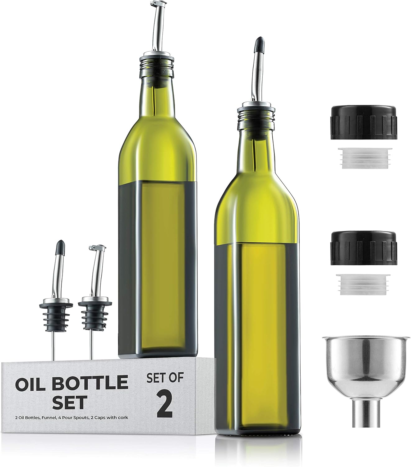 Superior Olive Oil Dispenser Set Slim Dark Brown Design Oil and Vinegar Dispenser