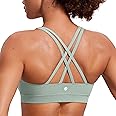 CRZ YOGA Women's Strappy Sports Bras Fitness Workout Padded Yoga Top Criss Cross Back Cami