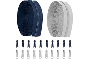 meiyoushengda 10 Yard 360 Inch #5 Nylon Coil Zippers, Bulk Zipper by the Yard,Includes 20 Sliders,zipper for Sewing,DIY,Craft