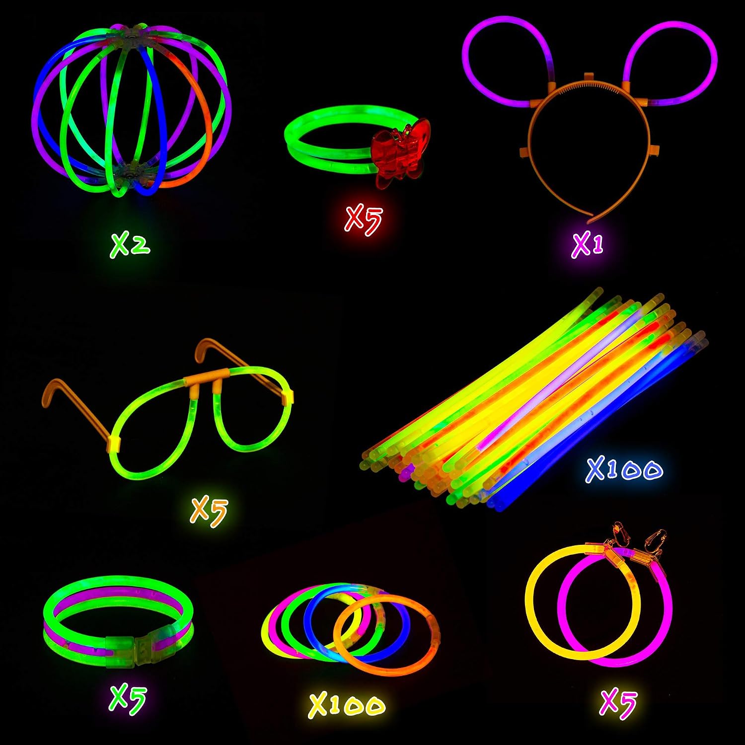 Glow Sticks Party Pack with Connectors - Colorful Lights Up Supplies for Parties Wedding, Birthday, Festival - Image 3