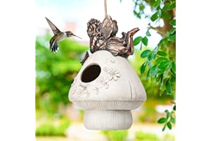 Yinns Resin Bird House, Birdhouses for Outdoors, Patio Garden Decorative for Nesting Humming Bird, Bluebird, Wren, Bird Lover Gift